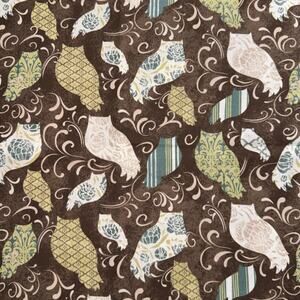 Owl Blossom Owl Scrolls by Susan Winget for Springs Creative Fabric - 1/2 YD